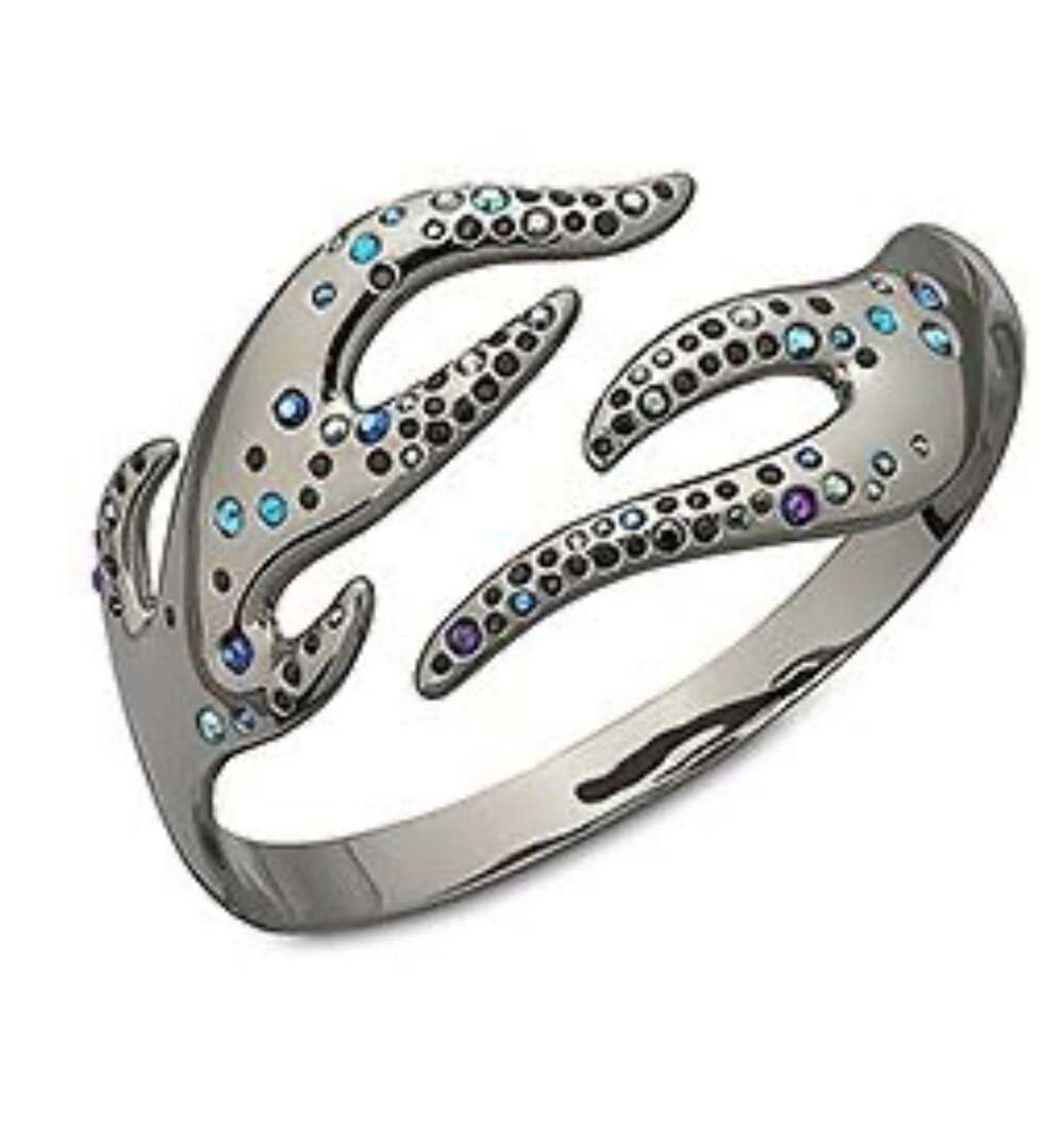 Swarovski Nirvana or Abstract Wave Pave Statement Bracelet in Black Tone